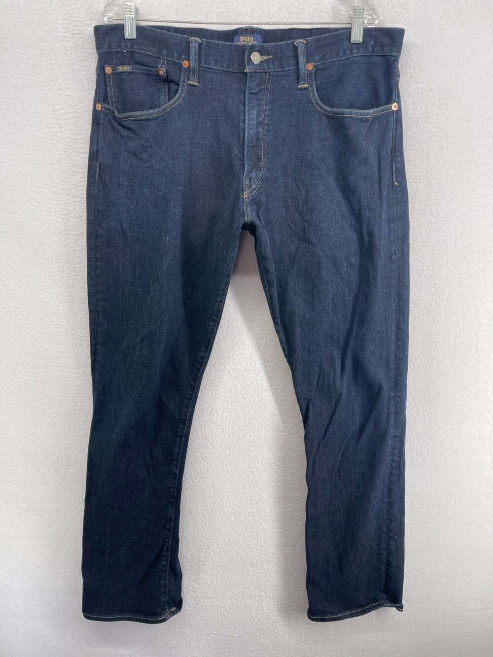 POLO RALPH LAUREN Jeans Mens 36x32 Hampton Relaxed Straight Stretch Denim Blue